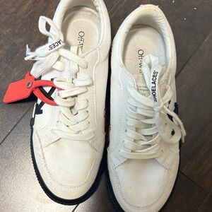 Off-White Black and White Striped Sneakers